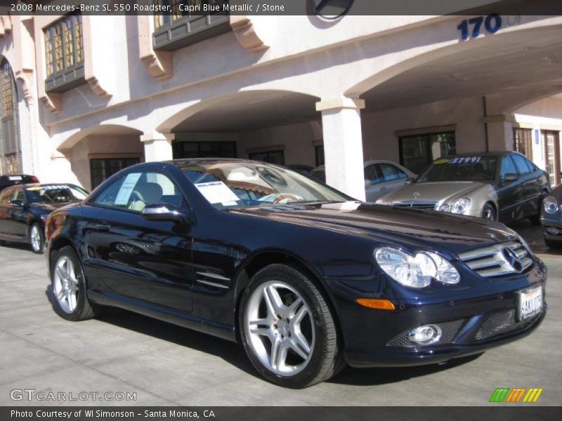 Capri Blue Metallic / Stone 2008 Mercedes-Benz SL 550 Roadster