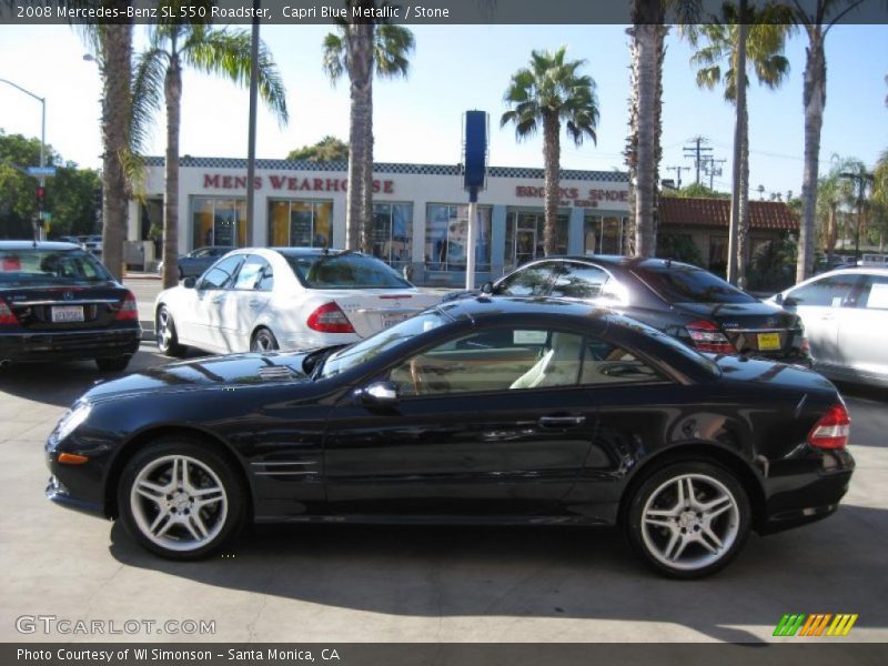 Capri Blue Metallic / Stone 2008 Mercedes-Benz SL 550 Roadster
