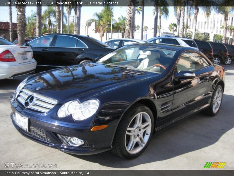 Capri Blue Metallic / Stone 2008 Mercedes-Benz SL 550 Roadster