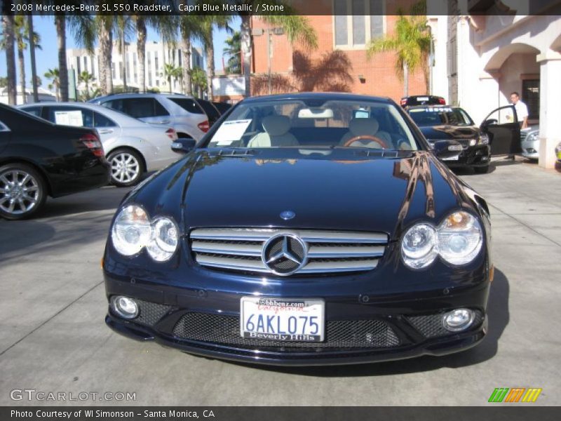 Capri Blue Metallic / Stone 2008 Mercedes-Benz SL 550 Roadster