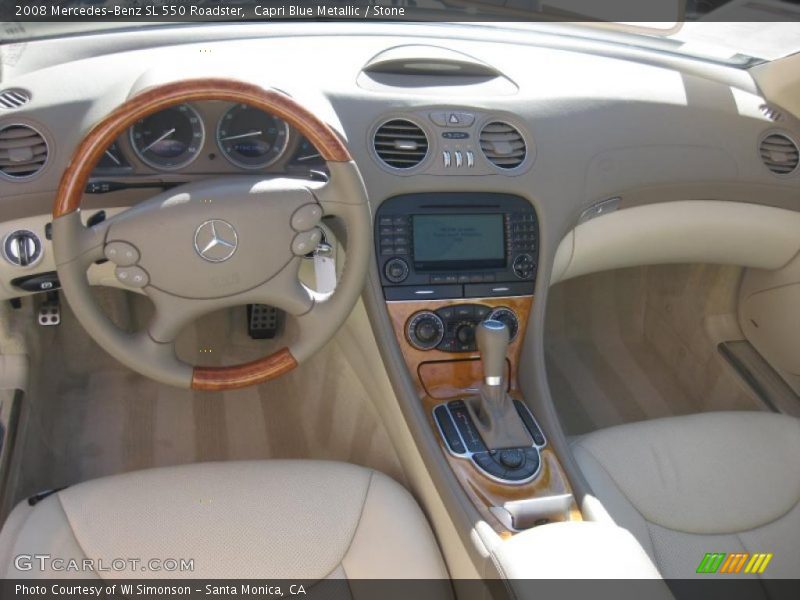 Capri Blue Metallic / Stone 2008 Mercedes-Benz SL 550 Roadster