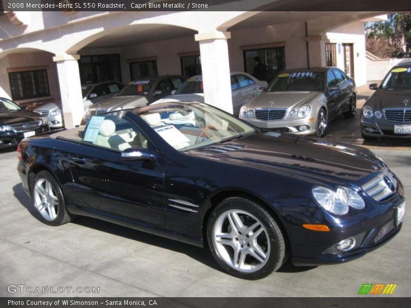 Capri Blue Metallic / Stone 2008 Mercedes-Benz SL 550 Roadster