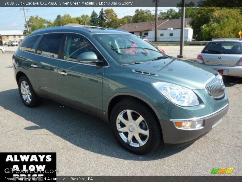 Silver Green Metallic / Ebony Black/Ebony 2009 Buick Enclave CXL AWD
