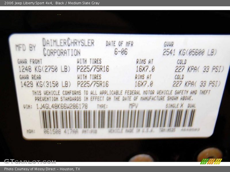 Black / Medium Slate Gray 2006 Jeep Liberty Sport 4x4