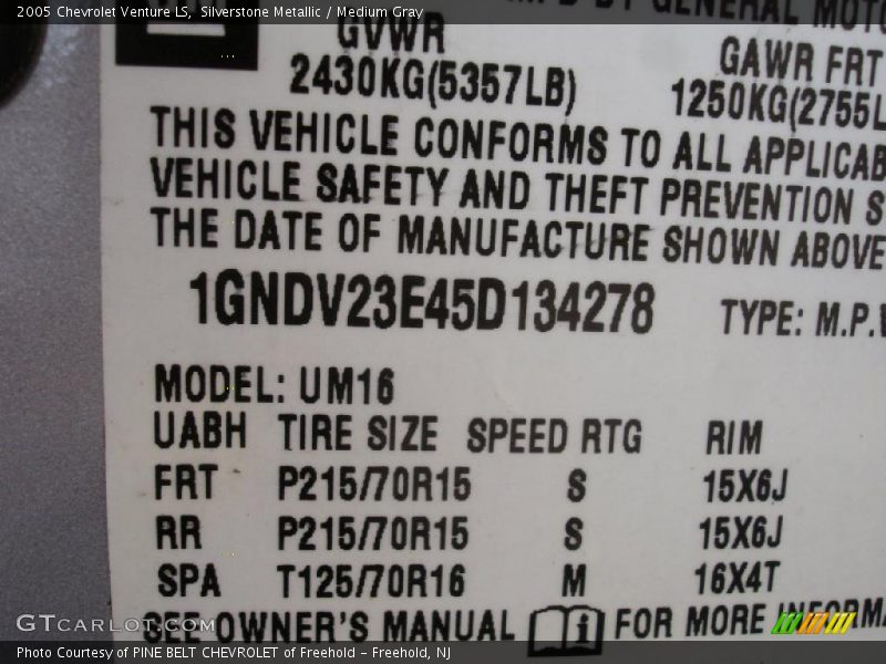 Silverstone Metallic / Medium Gray 2005 Chevrolet Venture LS