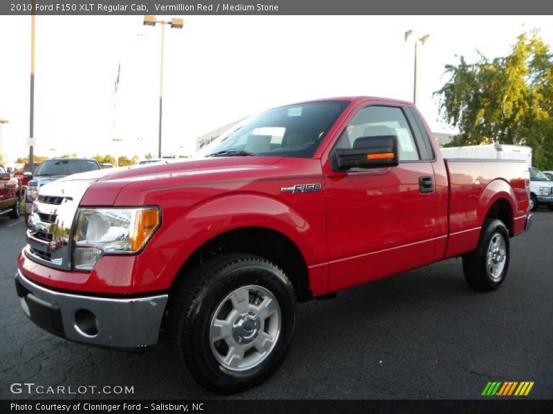 Vermillion Red / Medium Stone 2010 Ford F150 XLT Regular Cab