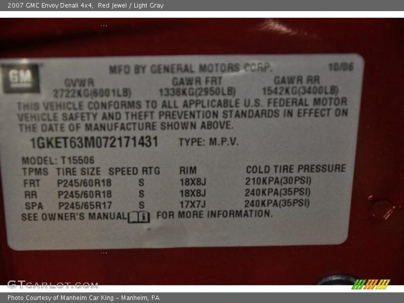 Red Jewel / Light Gray 2007 GMC Envoy Denali 4x4