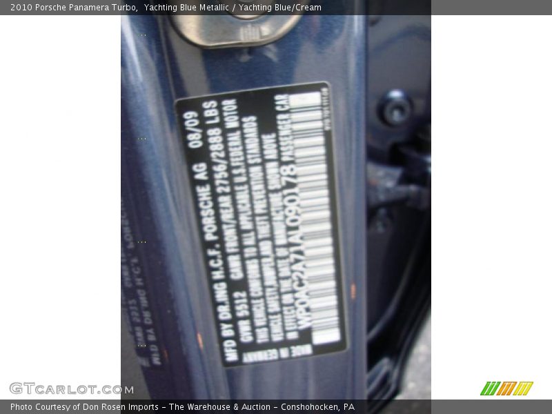 Yachting Blue Metallic / Yachting Blue/Cream 2010 Porsche Panamera Turbo