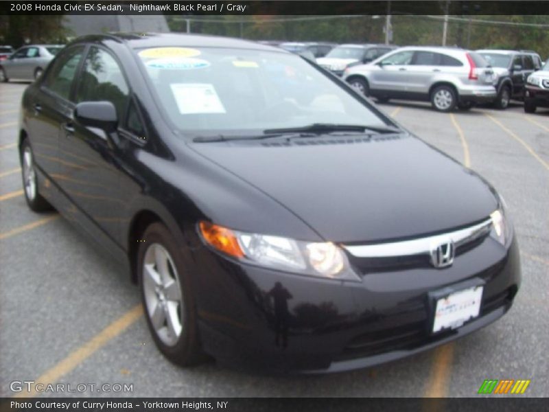 Nighthawk Black Pearl / Gray 2008 Honda Civic EX Sedan