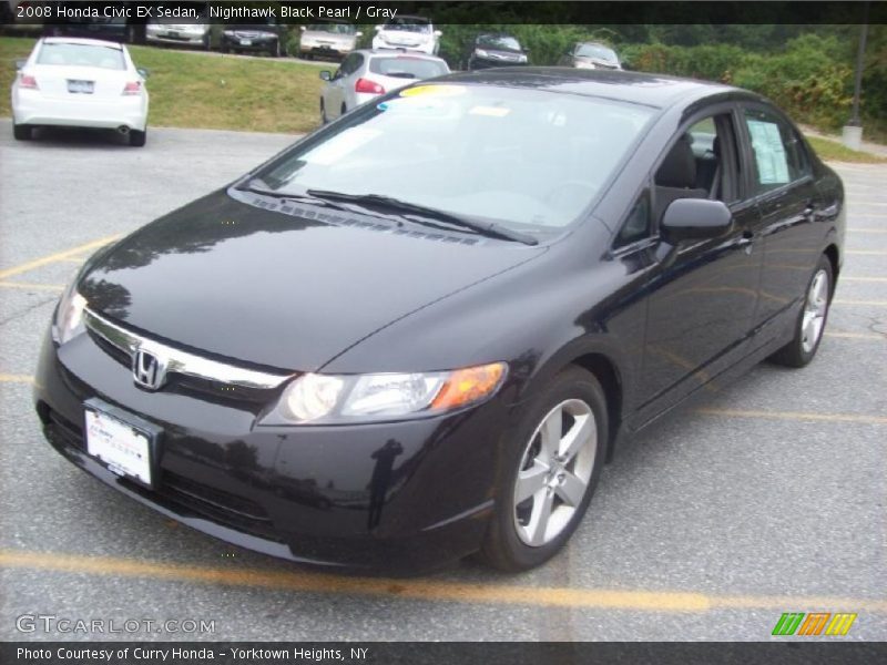 Nighthawk Black Pearl / Gray 2008 Honda Civic EX Sedan