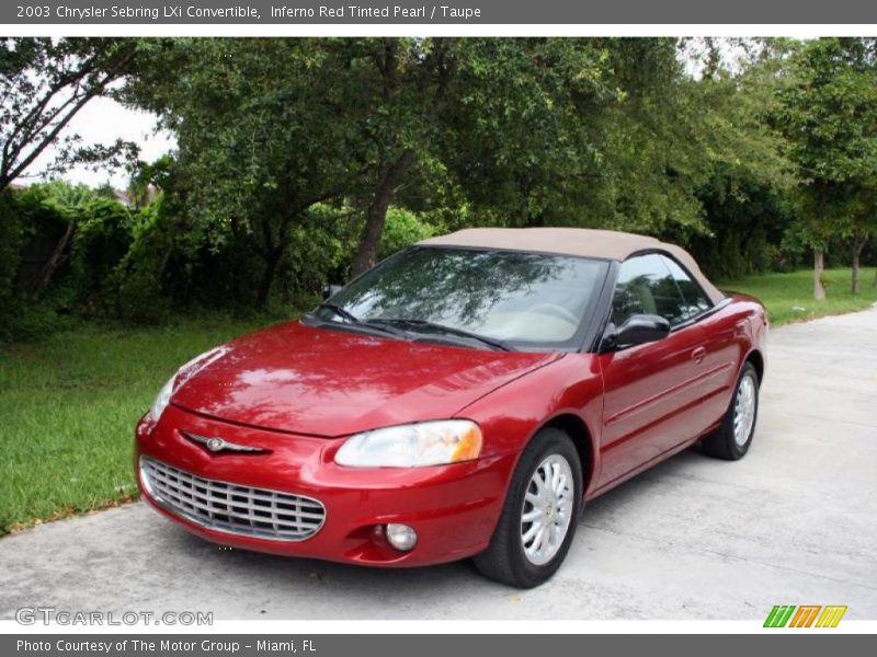 Inferno Red Tinted Pearl / Taupe 2003 Chrysler Sebring LXi Convertible