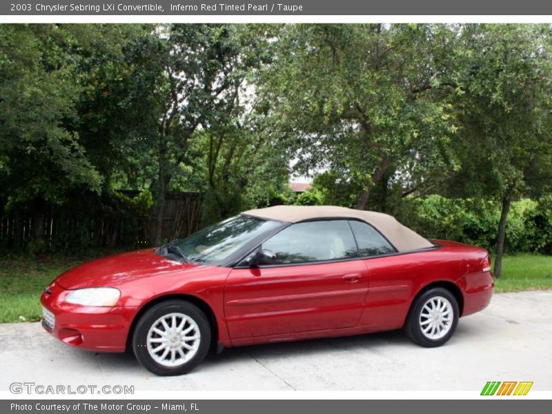 Inferno Red Tinted Pearl / Taupe 2003 Chrysler Sebring LXi Convertible