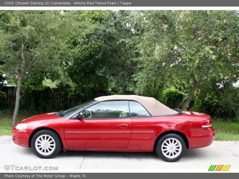 Inferno Red Tinted Pearl / Taupe 2003 Chrysler Sebring LXi Convertible
