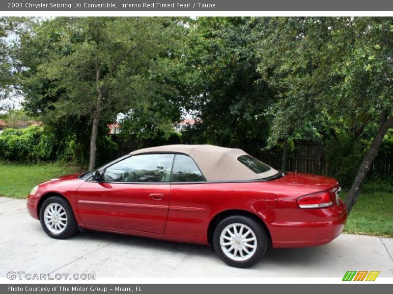 Inferno Red Tinted Pearl / Taupe 2003 Chrysler Sebring LXi Convertible