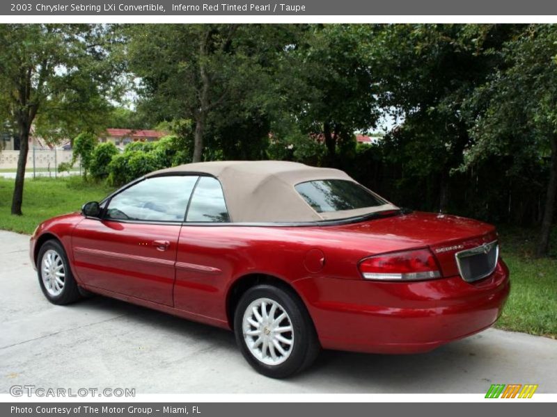 Inferno Red Tinted Pearl / Taupe 2003 Chrysler Sebring LXi Convertible