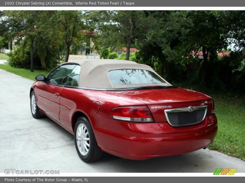 Inferno Red Tinted Pearl / Taupe 2003 Chrysler Sebring LXi Convertible