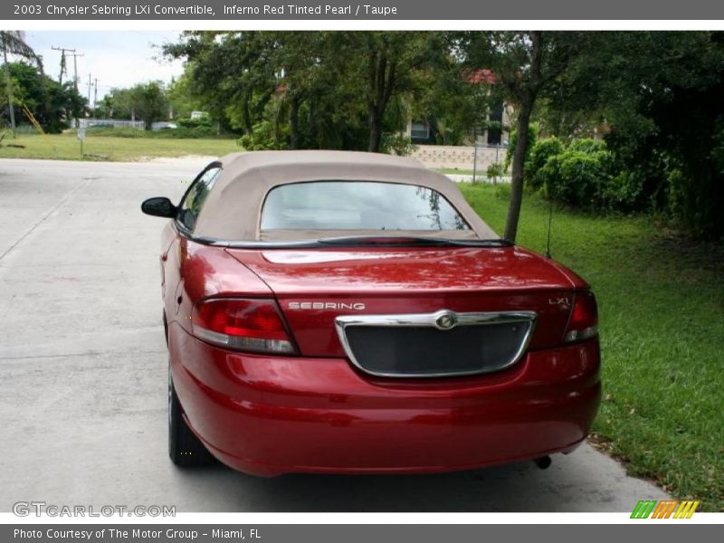 Inferno Red Tinted Pearl / Taupe 2003 Chrysler Sebring LXi Convertible