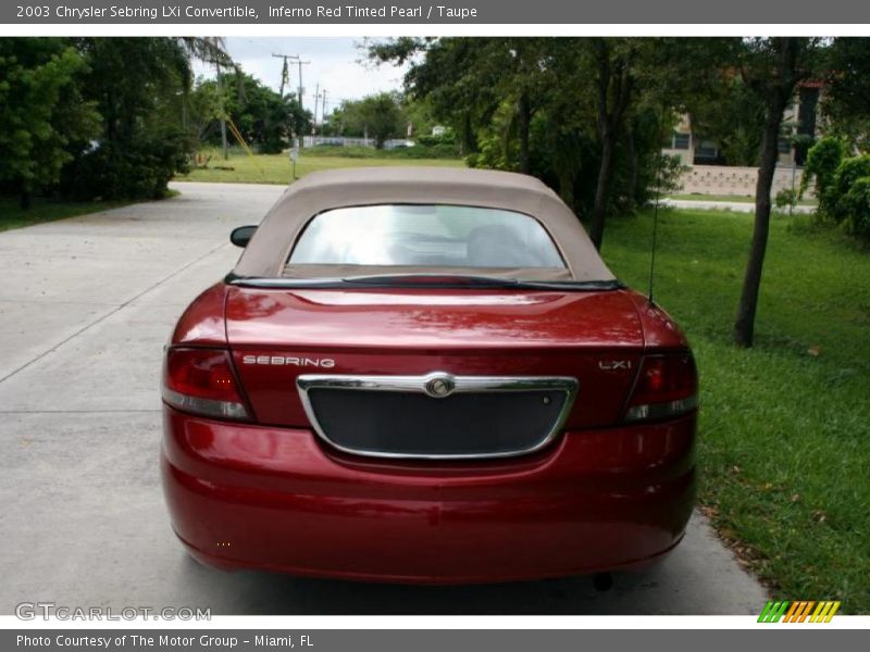 Inferno Red Tinted Pearl / Taupe 2003 Chrysler Sebring LXi Convertible