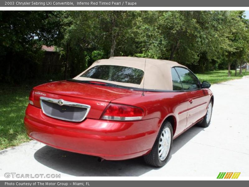 Inferno Red Tinted Pearl / Taupe 2003 Chrysler Sebring LXi Convertible