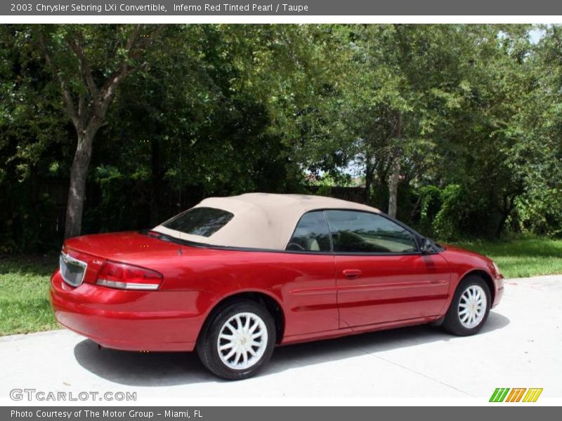 Inferno Red Tinted Pearl / Taupe 2003 Chrysler Sebring LXi Convertible