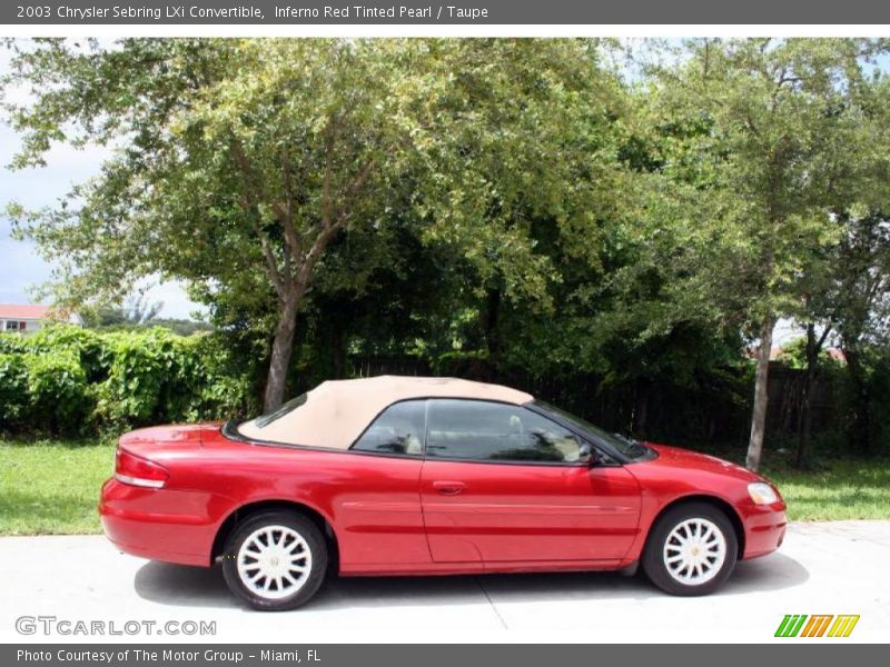 Inferno Red Tinted Pearl / Taupe 2003 Chrysler Sebring LXi Convertible