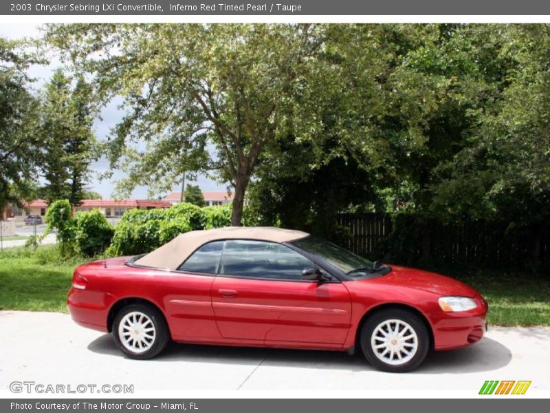 Inferno Red Tinted Pearl / Taupe 2003 Chrysler Sebring LXi Convertible