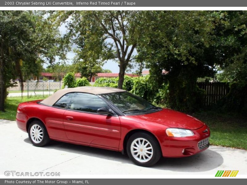 Inferno Red Tinted Pearl / Taupe 2003 Chrysler Sebring LXi Convertible