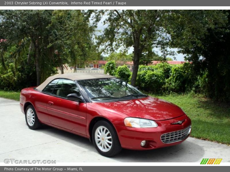 Inferno Red Tinted Pearl / Taupe 2003 Chrysler Sebring LXi Convertible