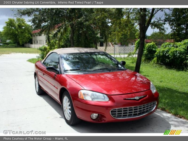 Inferno Red Tinted Pearl / Taupe 2003 Chrysler Sebring LXi Convertible