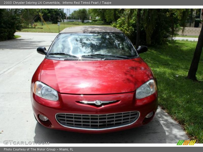 Inferno Red Tinted Pearl / Taupe 2003 Chrysler Sebring LXi Convertible