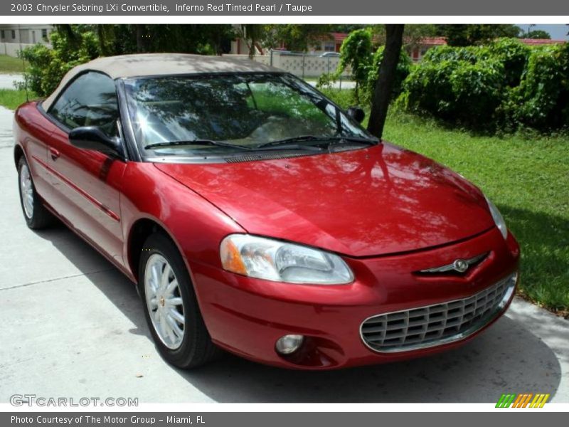 Inferno Red Tinted Pearl / Taupe 2003 Chrysler Sebring LXi Convertible