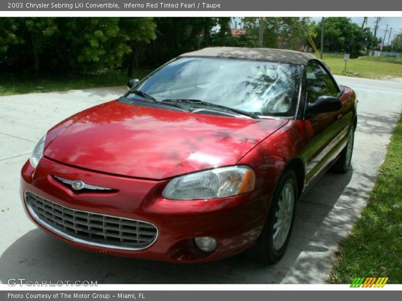 Inferno Red Tinted Pearl / Taupe 2003 Chrysler Sebring LXi Convertible