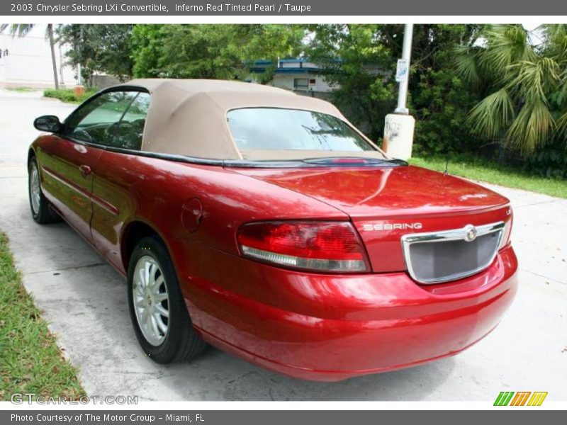 Inferno Red Tinted Pearl / Taupe 2003 Chrysler Sebring LXi Convertible