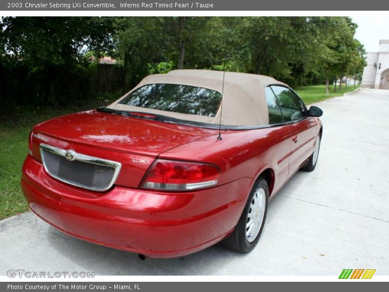 Inferno Red Tinted Pearl / Taupe 2003 Chrysler Sebring LXi Convertible