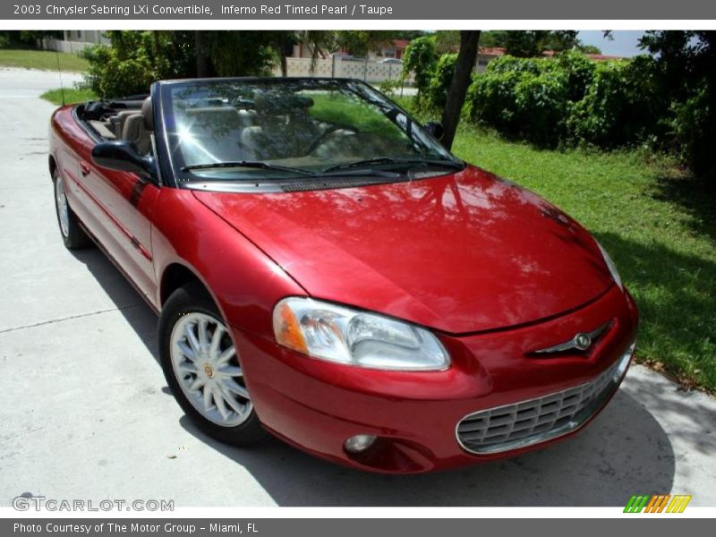 Inferno Red Tinted Pearl / Taupe 2003 Chrysler Sebring LXi Convertible