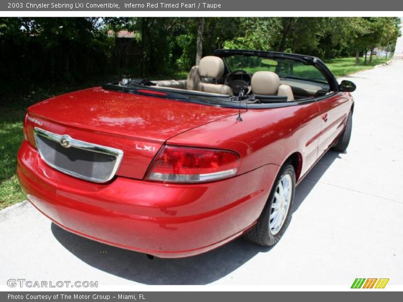 Inferno Red Tinted Pearl / Taupe 2003 Chrysler Sebring LXi Convertible