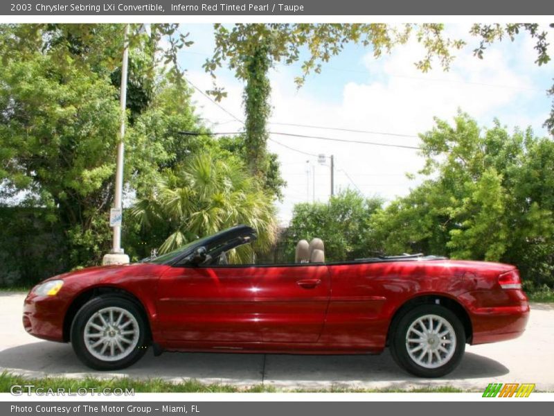 Inferno Red Tinted Pearl / Taupe 2003 Chrysler Sebring LXi Convertible