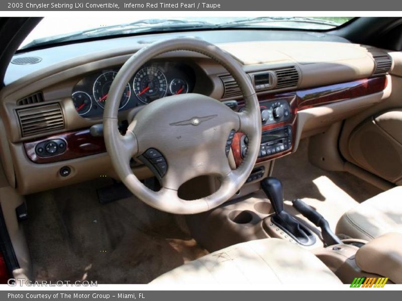 Inferno Red Tinted Pearl / Taupe 2003 Chrysler Sebring LXi Convertible