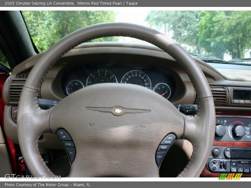 Inferno Red Tinted Pearl / Taupe 2003 Chrysler Sebring LXi Convertible