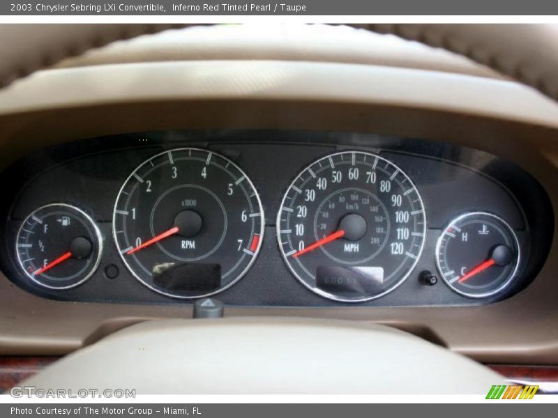 Inferno Red Tinted Pearl / Taupe 2003 Chrysler Sebring LXi Convertible