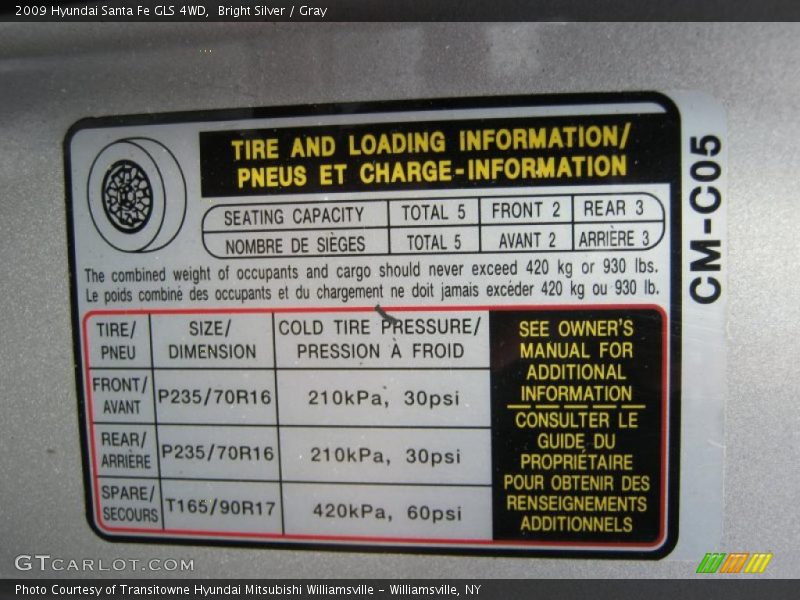 Bright Silver / Gray 2009 Hyundai Santa Fe GLS 4WD