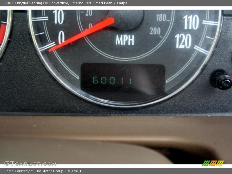 Inferno Red Tinted Pearl / Taupe 2003 Chrysler Sebring LXi Convertible