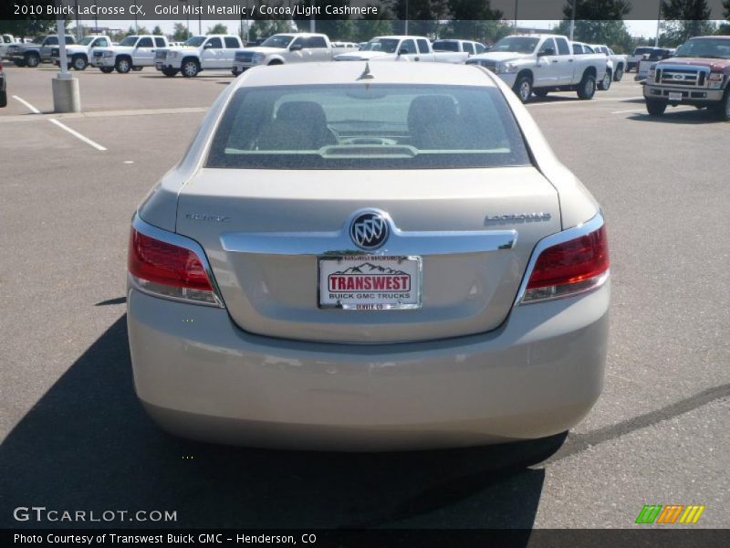 Gold Mist Metallic / Cocoa/Light Cashmere 2010 Buick LaCrosse CX
