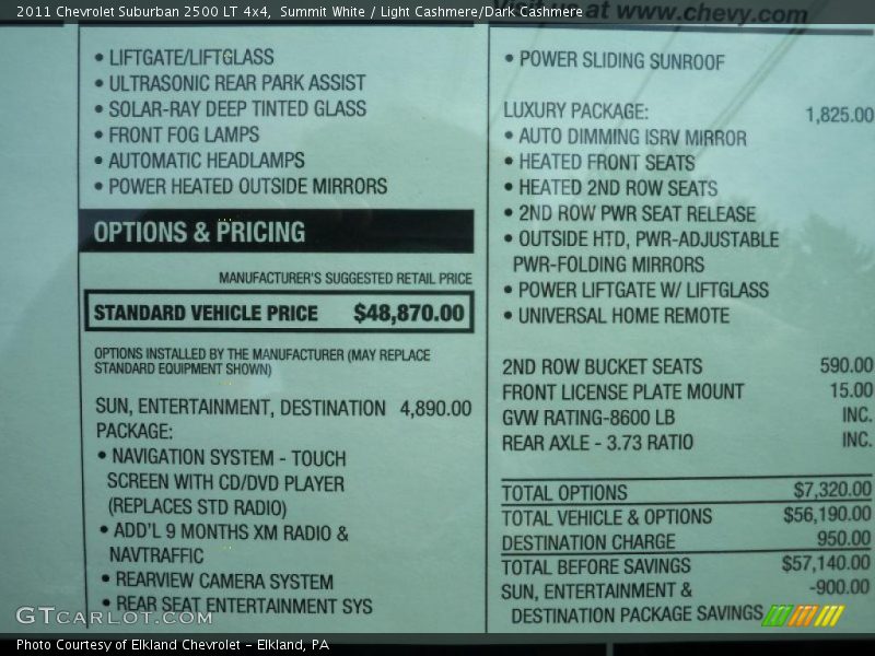 Summit White / Light Cashmere/Dark Cashmere 2011 Chevrolet Suburban 2500 LT 4x4