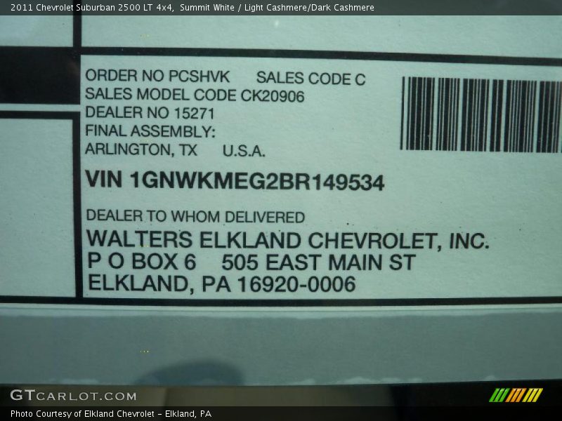 Summit White / Light Cashmere/Dark Cashmere 2011 Chevrolet Suburban 2500 LT 4x4