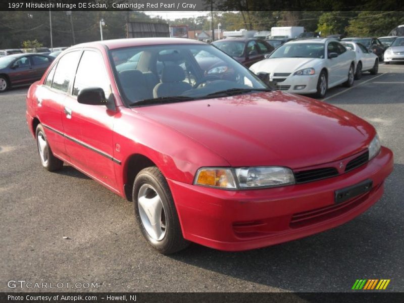 Cambridge Red Pearl / Gray 1997 Mitsubishi Mirage DE Sedan