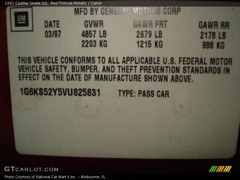 Red Tintcoat Metallic / Camel 1997 Cadillac Seville SLS