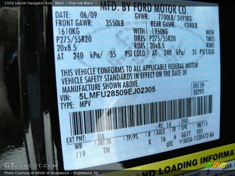 Black / Charcoal Black 2009 Lincoln Navigator 4x4