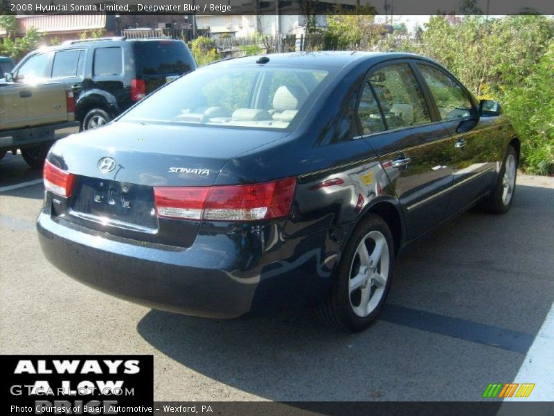 Deepwater Blue / Beige 2008 Hyundai Sonata Limited