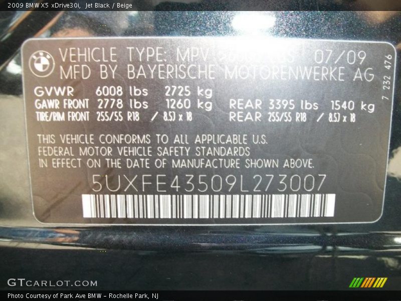 Jet Black / Beige 2009 BMW X5 xDrive30i